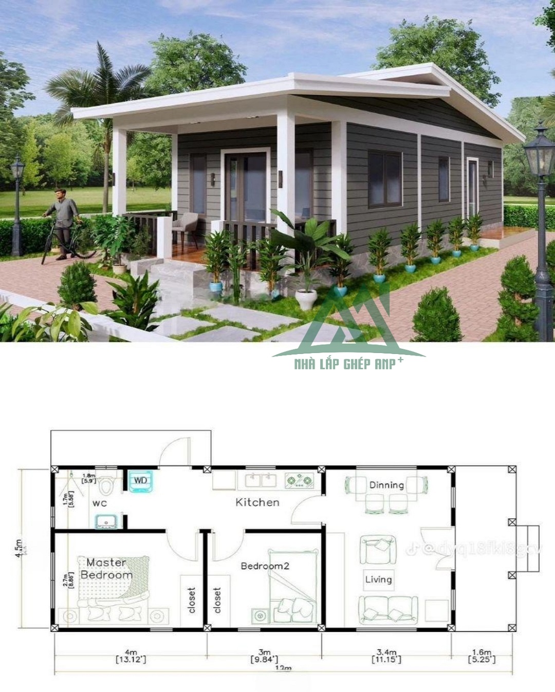 thi công nhà bungalow lắp ghép trọn gói anp