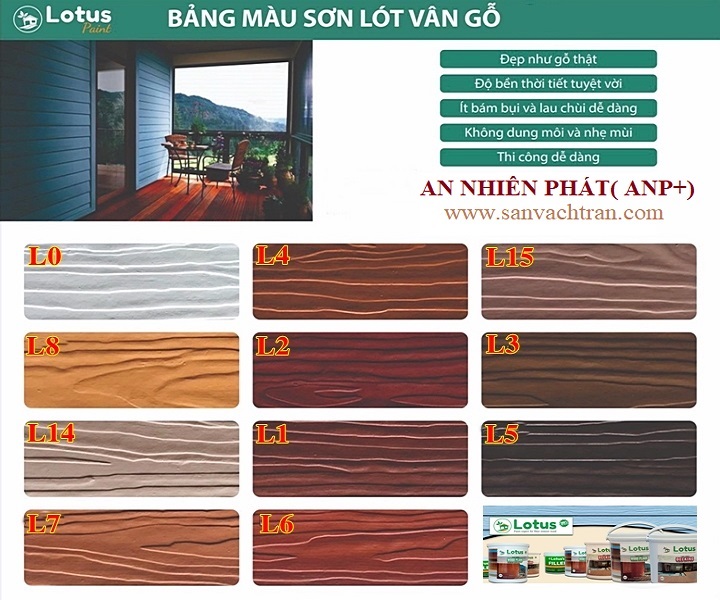 Bảng màu sơn lót vân gỗ cao cấp Lotus-ANP